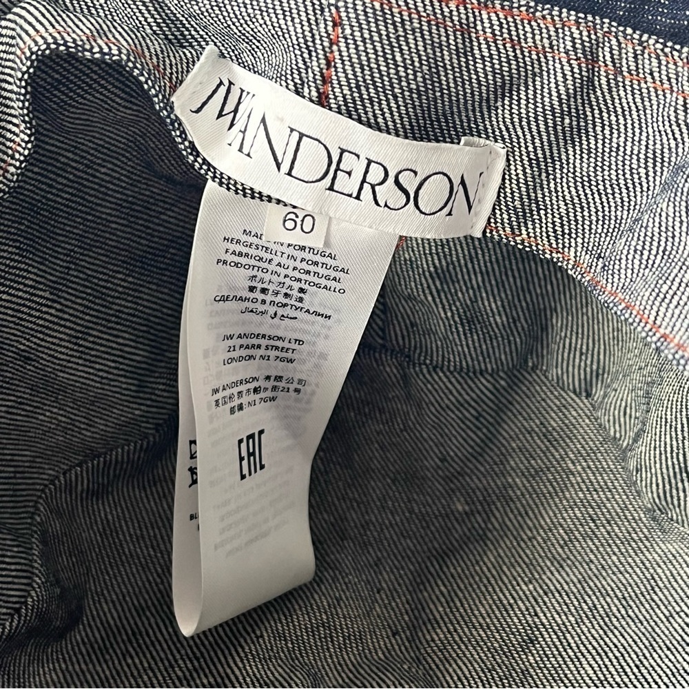 J W ANDERSON sz M/L 60 Denim Asymmetrical Bucket Hat Logo Straps - Picture 11 of 11